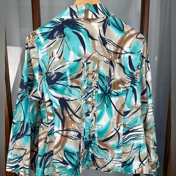 COLDWATER CREEK Jacket Womens Plus size W20 Blue Print Pockets Snaps Front - Picture 6 of 9